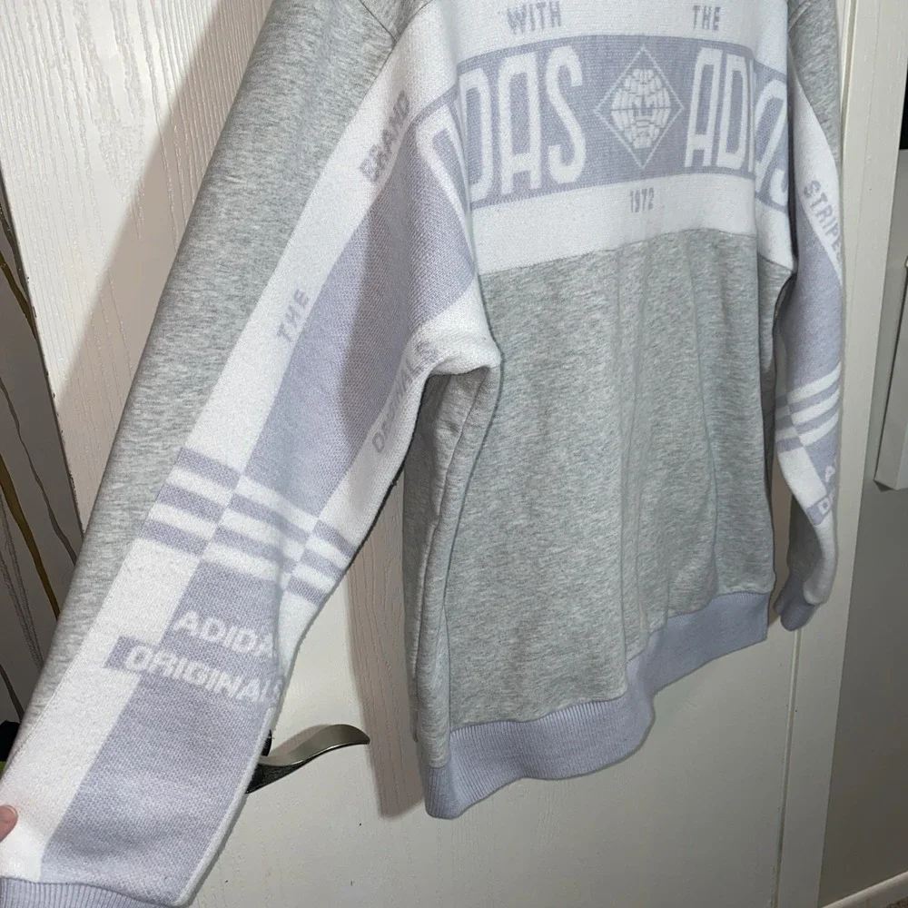 Adidas Originals Real Scarf Crew‎ Casual Sports Round Neck Pullover Grey XL